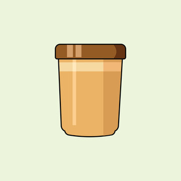A minimalist tan jar with a dark brown lid on a pale green background. Ideal for organic product mockups, pantry organization icons, and natural skincare brand marketing materials.