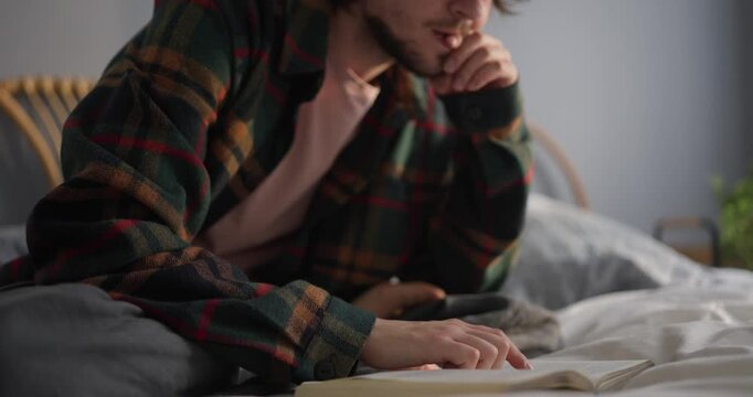 Relaxing moment of reading a book in a soft, warm space filled with comfort and tranquility on a peaceful day