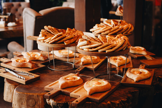 Rustic Bakery Display with Georgian Bread