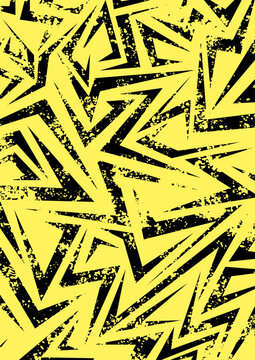 Abstract yellow and black tiger pattern. Geometric street style background.