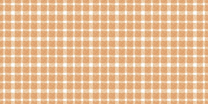 Seamless orange gingham pattern with a hand-drawn crayon texture. This rustic checkered fabric design features soft peach tones on a white background, perfect for picnic or country-themed crafts.