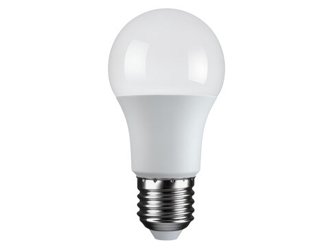 Isolated modern white energy-saving LED light bulb with screw base for home lighting