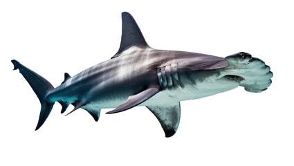 Obraz premium Great hammerhead shark swimming, isolated on transparent background