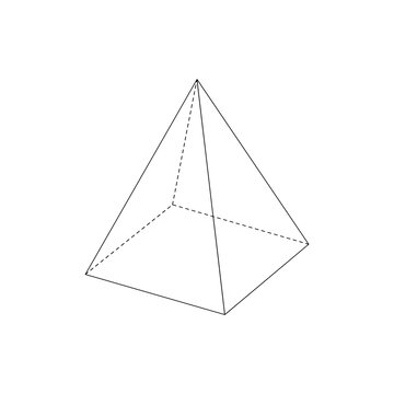 Square Pyramid Geometric 3D Shape Wireframe Icon with Hidden Lines