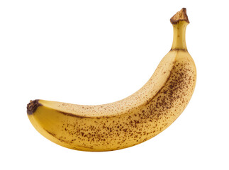 Isolated ripe banana with brown spots, a delicious sweet fruit perfect for healthy nutrition © Saoirse