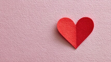 Obraz premium Red paper heart on pink texture background, copy space