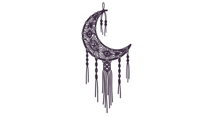 Crescent Moon Dreamcatcher with Tassels and Beads. © Abraca
