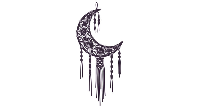 Crescent Moon Dreamcatcher with Tassels and Beads.