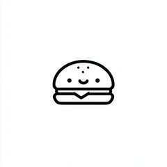 Fototapeta premium Smiling Hamburger Icon Isolated On White For Food Concepts And Restaurant Marketing