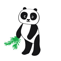 Naklejka premium Cute panda bear baby isolated on white background. Funny animals. Card, postcards for kids. Flat vector illustration for design.