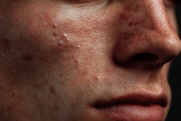 Obraz premium Close up view of textured skin on a mans face