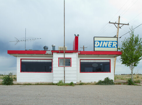 Retro Roadside Diner in Rural America Classic Americana Scene