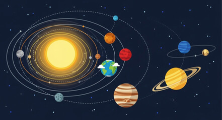 Solar System Planets Orbiting the Sun in Space. © Agos