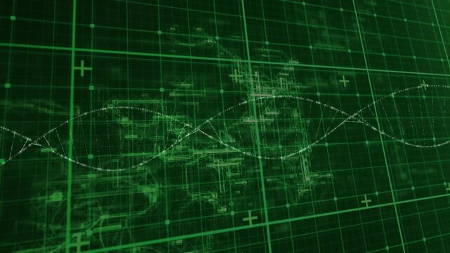 Animation of grid and network in blue and black space