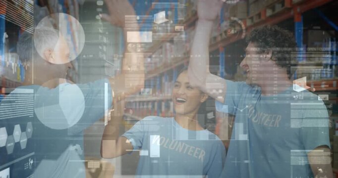 Animation of data processing over people keywords and data warehouse