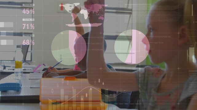 Animation of data processing over diverse schoolchildren learning