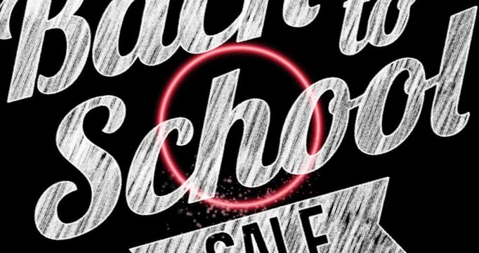 Animation of back to school sale text over circles