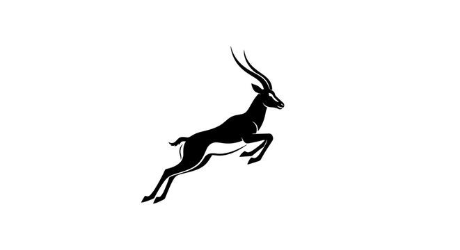 Black silhouette of a leaping antelope.