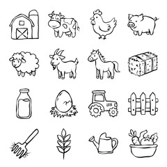 farm theme hand drawn icon set © soepratman