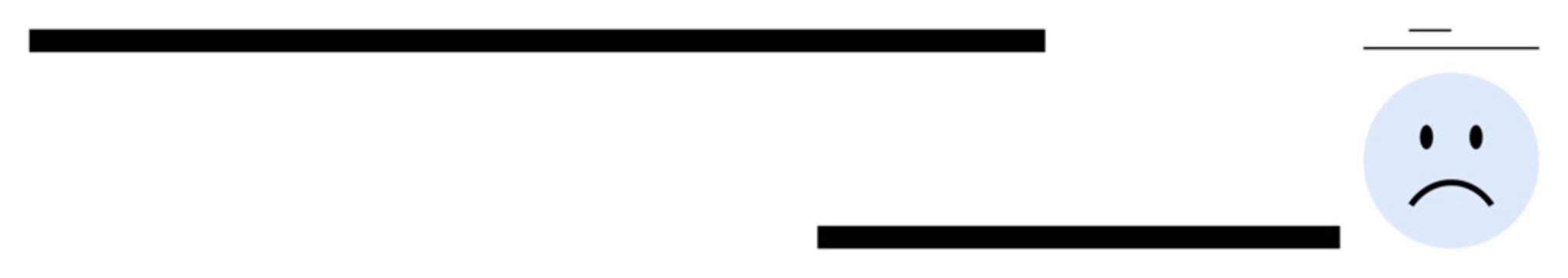 Sadness concept. Depiction of sadness symbolized by a frowning face and minimalist horizontal lines. Sadness conveying emotions and mental states. Useful for mental health, emotion design, psychology