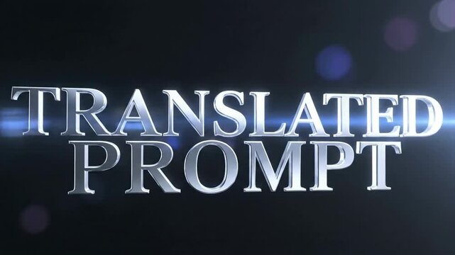 Metallic silver 3d typography reading translated prompt with digital glitch effect and particle disintegration on a dark