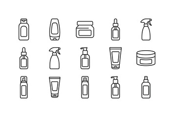 Shampoo bottle, conditioner bottle, hair mask jar, hair oil bottle, hair serum bottle, spray bottle, hair mousse can, hair gel