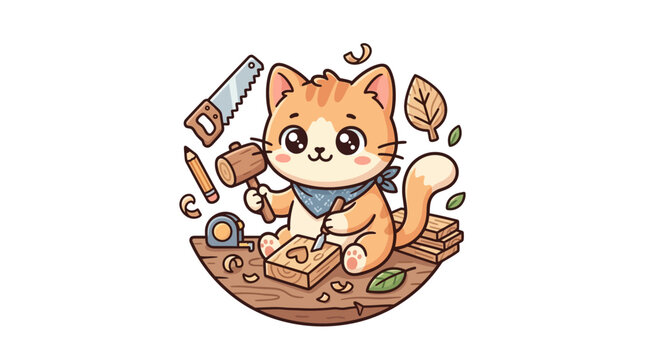 Cute Cartoon Cat Woodworking