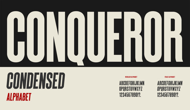 Condensed sans serif font alphabet in modern clean style. Narrow typography set with regular and italic letters, including numbers and punctuation. Ideal for branding, editorial design, and posters.