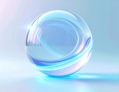 Translucent Sphere with Light Refraction and Subtle Color Gradients.