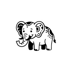Obraz premium Black and White Cartoon Elephant Illustration 1.