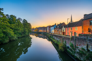 Norwich Quayside at dawn. Norfolk. England