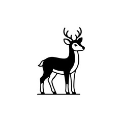 Fototapeta premium Black and White Deer Illustration.