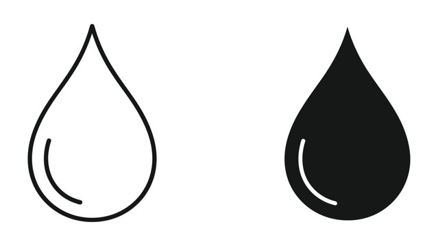 Black and white drop shapes on isolated white background for design