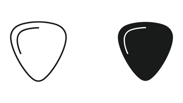 Vector illustration of black and white guitar picks isolated on white background