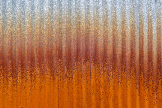 Rusty metal surface shows colors and textures
