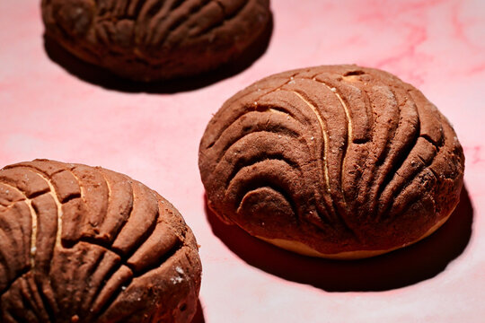 Traditional Mexican pan dulce chocolate close-up