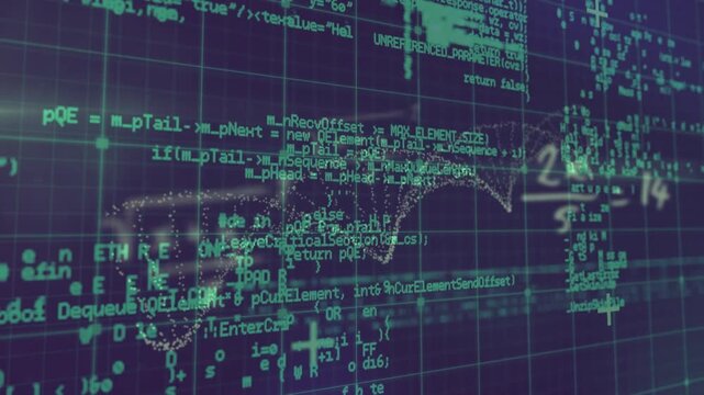 Animation of data processing over green grid