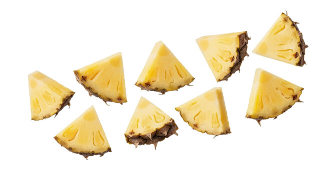 Fresh pineapple slices on a transparent background