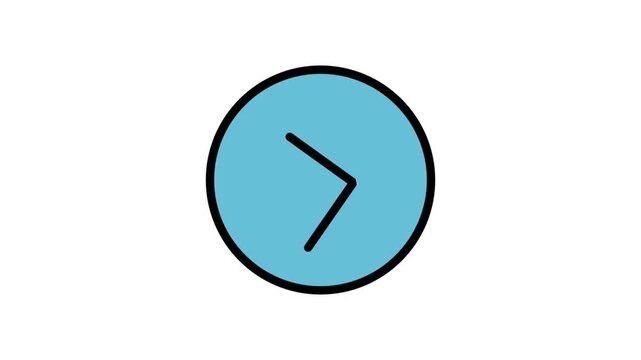 Play Forward Motion Icon. Simple animated circular blue play button with an arrow pointing forward for video navigation control.