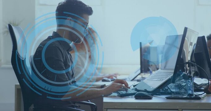 Animation of scope scanning over diverse business people