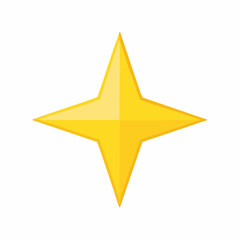 Obraz premium Shiny yellow four pointed star illustration, geometric and abstract design element for backgrounds
