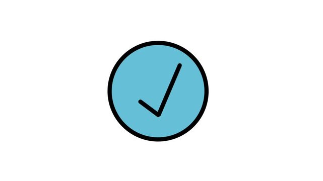 Success Checkmark Motion Icon. Animated circular blue checkmark icon representing success completion approval and positive validation for business or apps.
