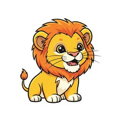 Obraz premium Lion vector illustration isolated on white background. Cartoon and minimal wildlife animal suitable for mascots, logos, education, and nature-themed designs.