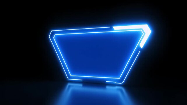 Glowing blue futuristic folder icon with neon light on black
