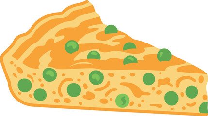 Naklejka premium A slice of savory pie with green peas and crust