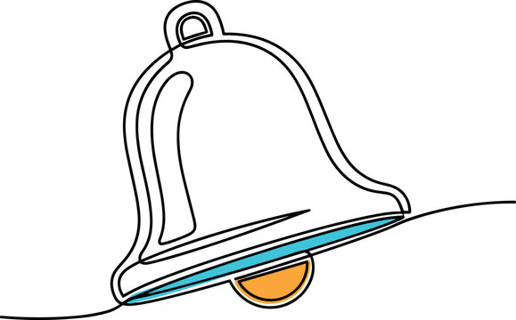 A modern illustration of a bell with a vibrant blue and orange design