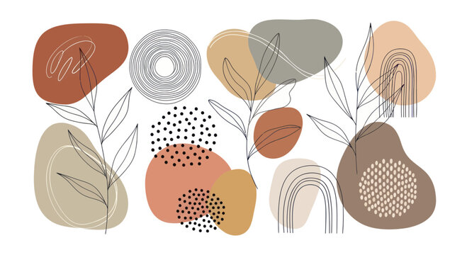 Abstract Organic Shapes and Botanical Elements Collection.