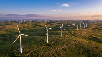 Fototapeta premium Éoliennes dans un paysage naturel