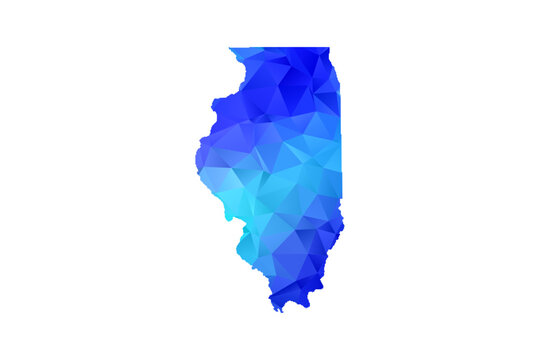 Illinois map - Polygon Style Vector Illustration in Blue Gradient, Low Poly Geometric Design, Isolated on White Background, Perfect for Infographics, Education, and Modern Presentations.