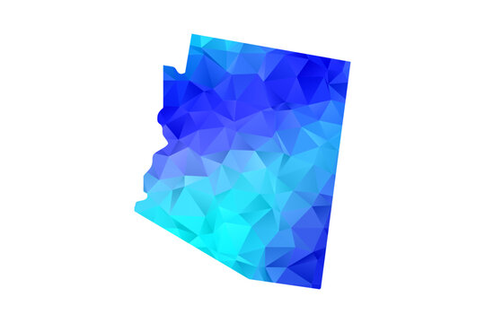 Arizona map - Polygon Style Vector Illustration in Blue Gradient, Low Poly Geometric Design, Isolated on White Background, Perfect for Infographics, Education, and Modern Presentations.